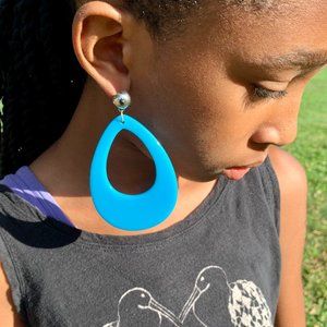 Large Blue Statement Earrings with Purchase of 2+ Items